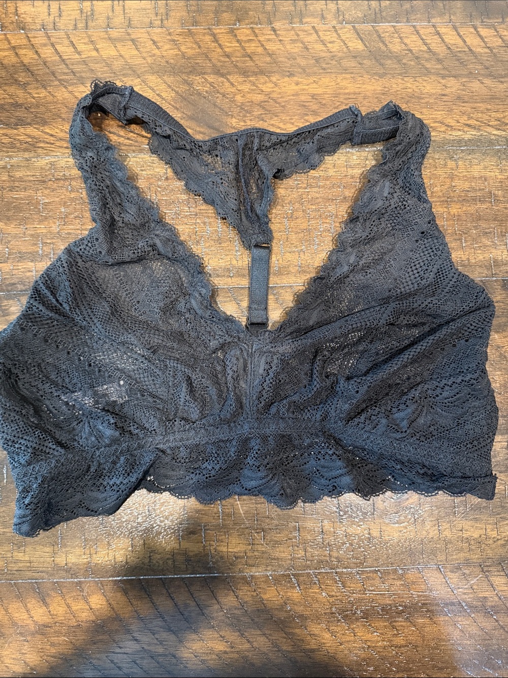 Auden Black Lace Unlined Racerback Bralette - size large